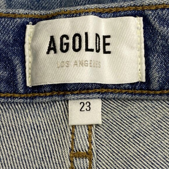 NEW AGOLDE Women's Jeans Melody Blue Size 23 High Rise Stovepipe Straight Cotton - Picture 5 of 11